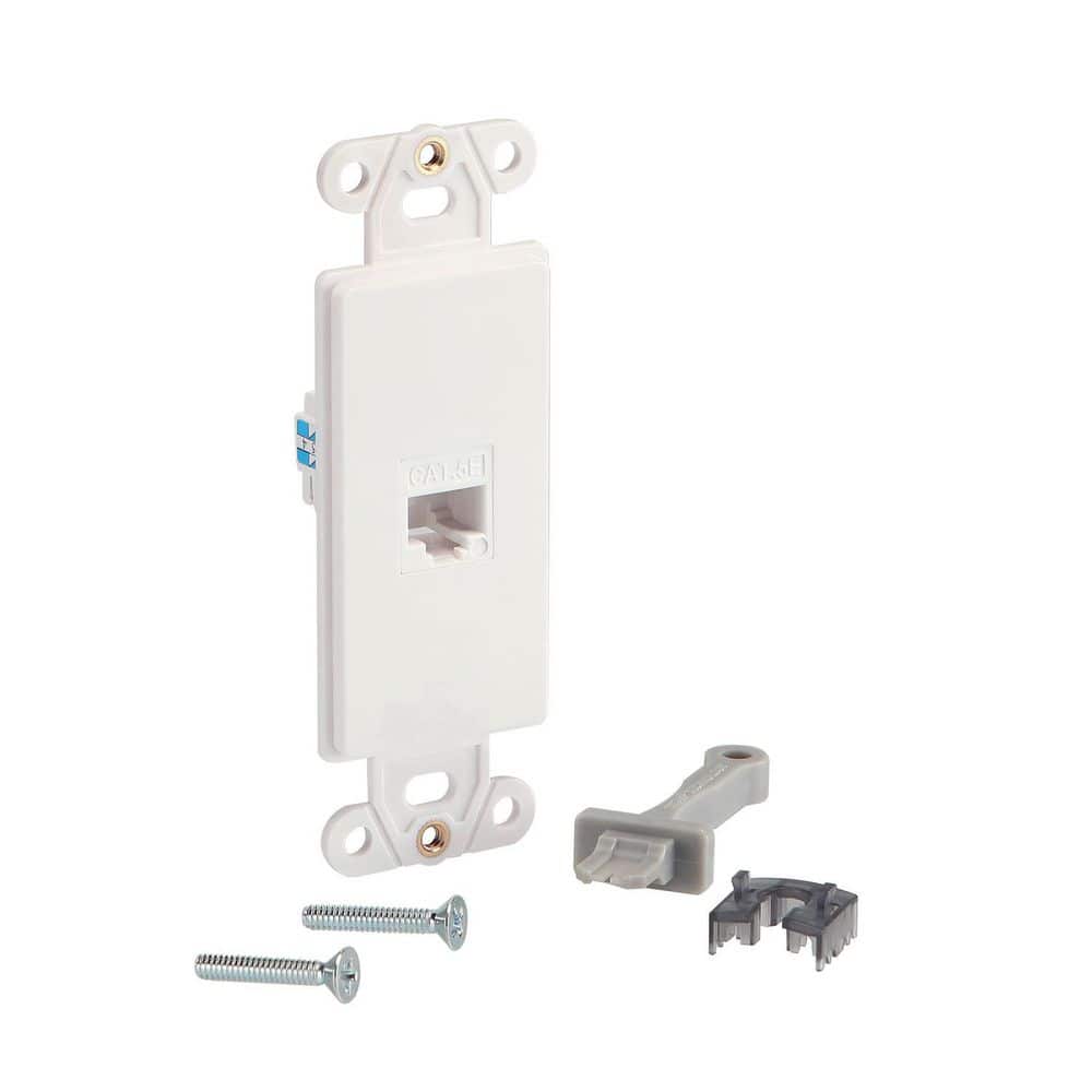 Commercial Electric 1-Gang Ethernet Plastic Wall Plate Insert, White