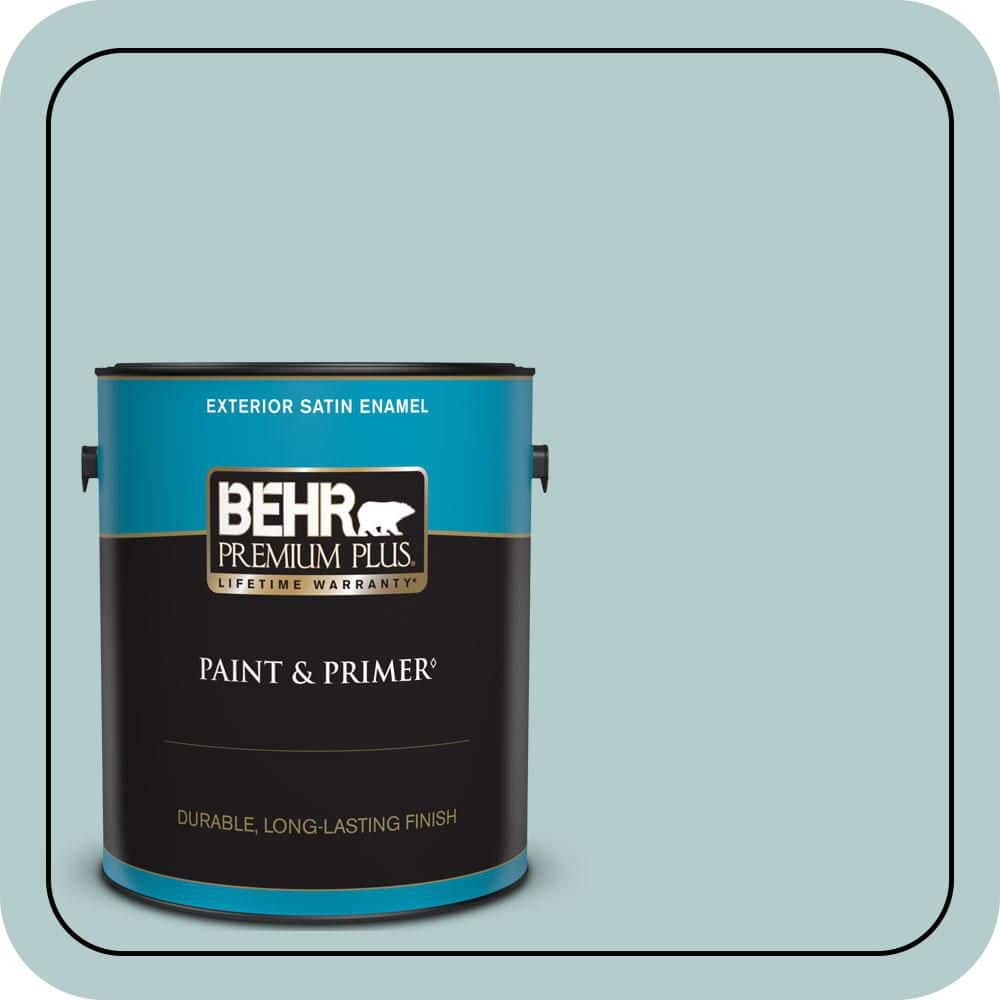 BEHR PREMIUM PLUS 1 gal. #PPU13-15 Clear Pond Satin Enamel Exterior Paint & Primer