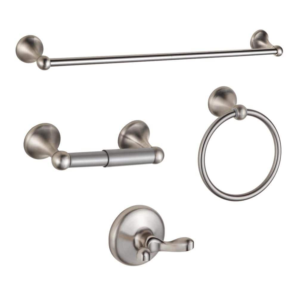 Esepony Bathroom Hardware Set with Expandable for Bathroom, Towel Storage, Toilet Paper, Robe Hanging, Brushed Nickel (4-Pack)