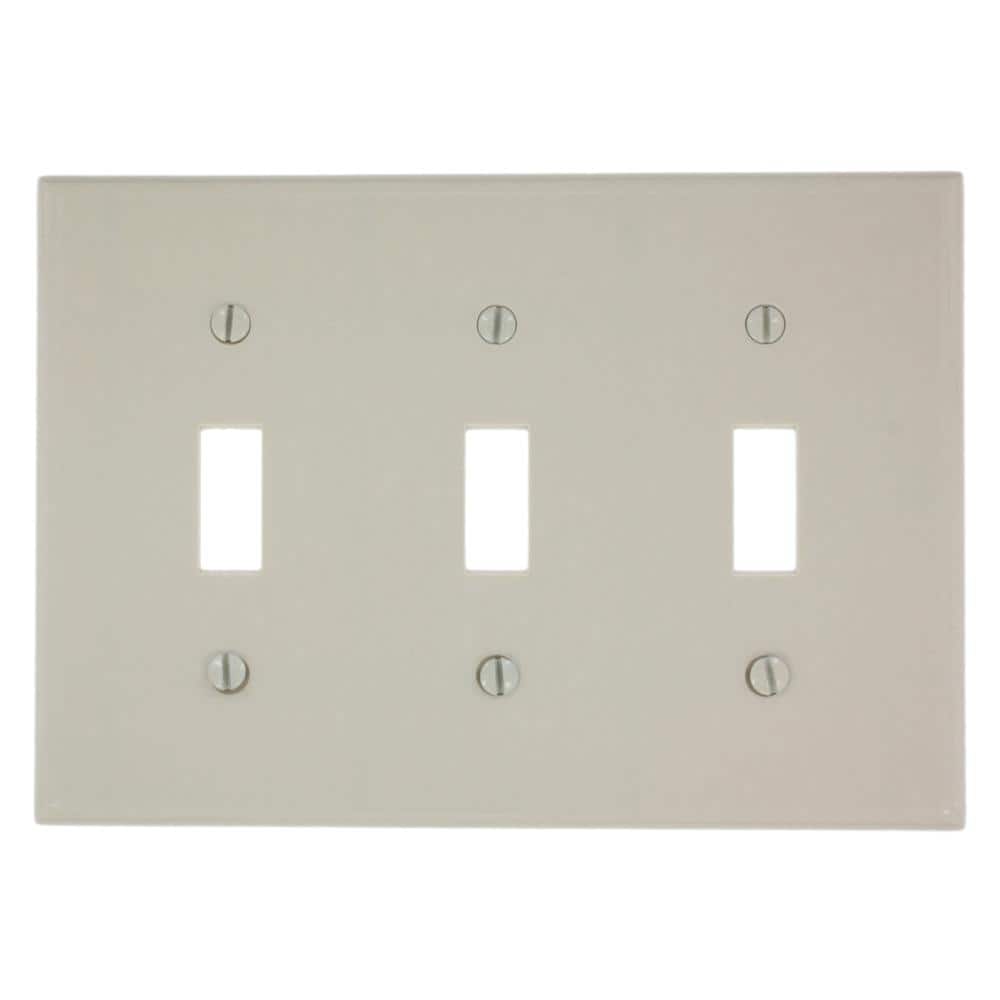 Leviton 3-Gang Light Almond Toggle Plastic Standard Wall Plate (1-Pack) 78011