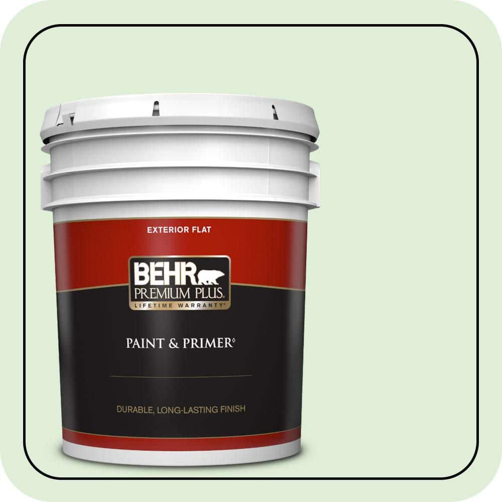 BEHR PREMIUM PLUS 5 gal. #440C-2 Cucumber Crush Flat Exterior Paint & Primer