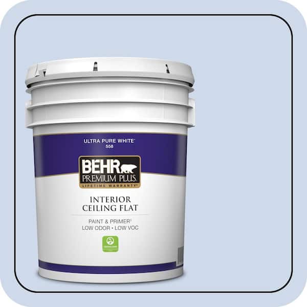 BEHR PREMIUM PLUS 5 gal. #M540-2 Angelic Blue Ceiling Flat Interior Paint & Primer (2)