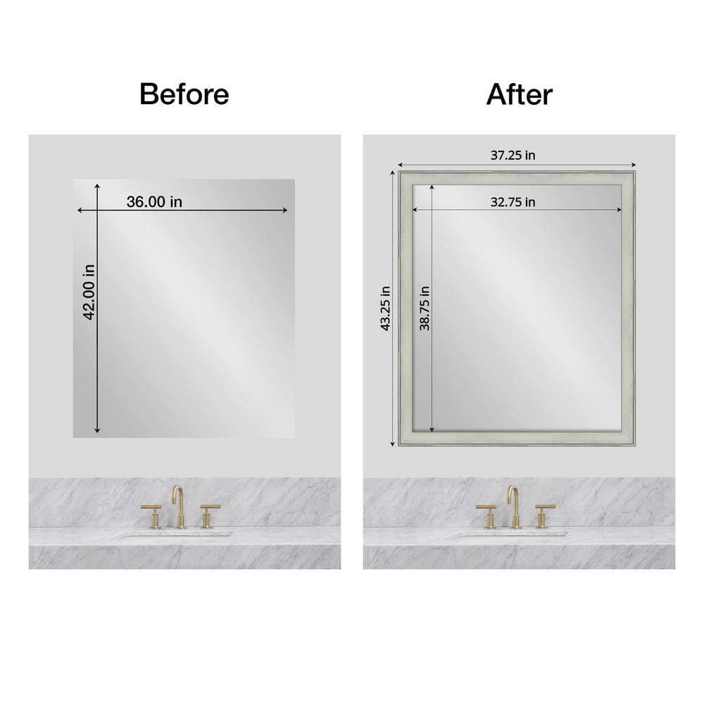 Amanti Art Mirror Makeover Flair Silver Patina 43.25 in. W x 37.25 in. H Bathroom Mirror Frame Border Kit-Fits a 42 x 36 Mirror (3)