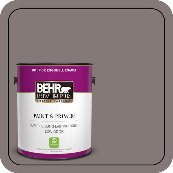 BEHR PREMIUM PLUS 1 gal. #N140-5 Complex Gray Eggshell Enamel Low Odor Interior Paint & Primer (2)
