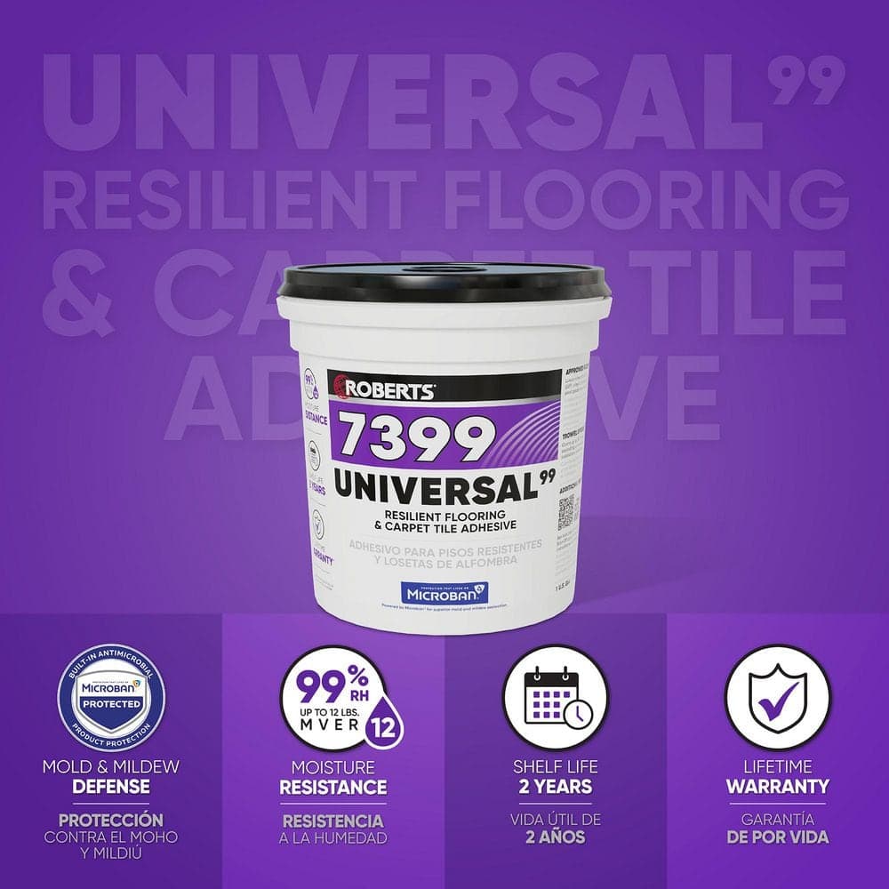 ROBERTS 1 Gal. (4 qt.) 8-10 Hour Dry Time Universal Resilient Flooring and Carpet Tile Floor Adhesive in Off White (3)