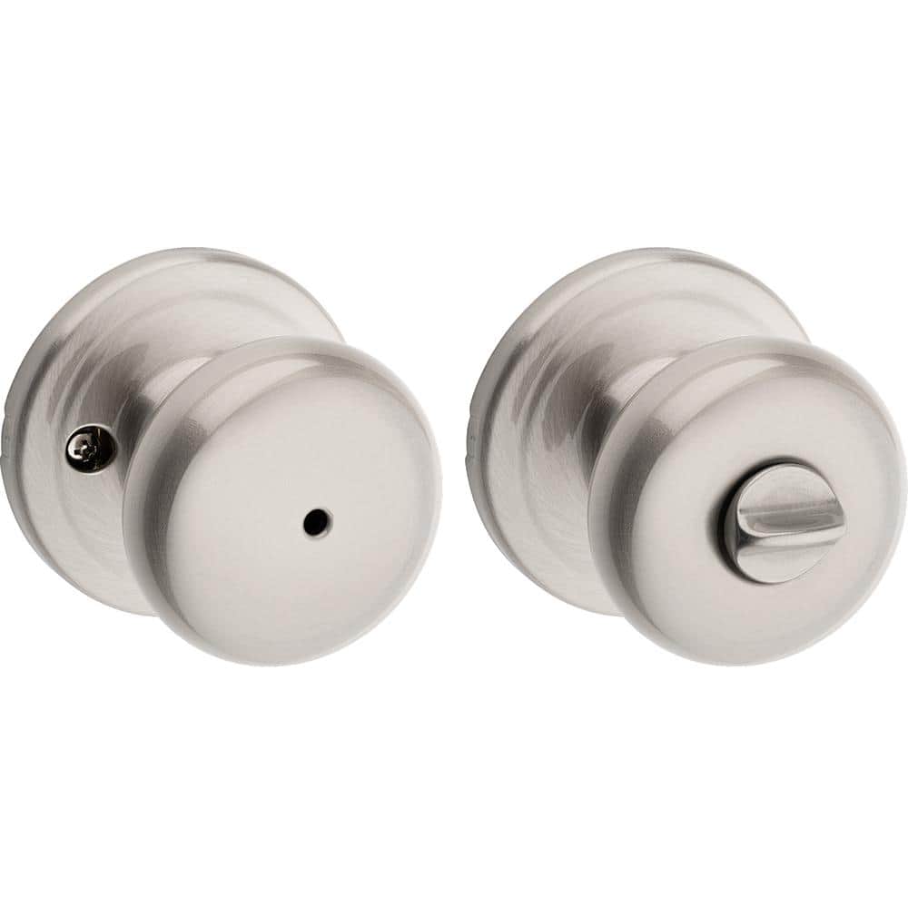 Kwikset Juno Satin Nickel Privacy Bed/Bath Door Knob with Microban Antimicrobial Technology and Lock