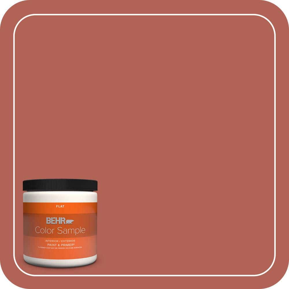 BEHR PREMIUM PLUS 8 oz. #QE-04 Chimayo Red Flat Interior/Exterior Paint & Primer Color Sample
