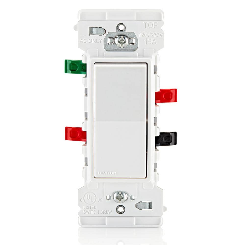 Leviton Decora Lever Edge Easy Install 120/277-Volt 3-Way Switch, E5603-SW