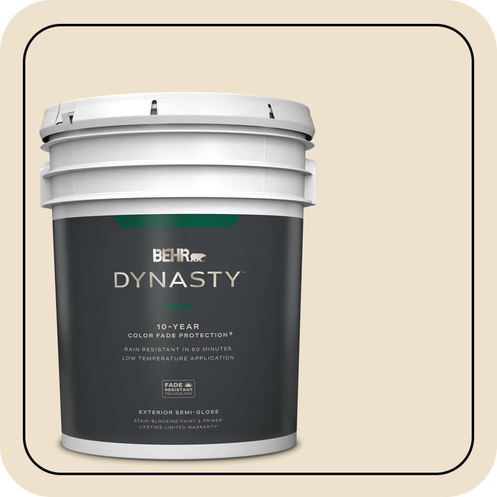 BEHR DYNASTY 5 gal. #QE-17 Ivory Stone Semi-Gloss Exterior Stain-Blocking Paint & Primer