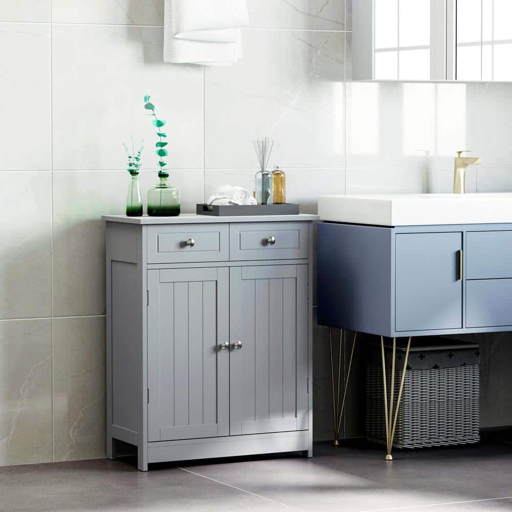 COWLOWN 23.50 in. W x 11.75 in. D x 29.50 in. H Gray Linen Cabinet with 2-Doors, 2-Drawers and Adjustable Shelf (2)