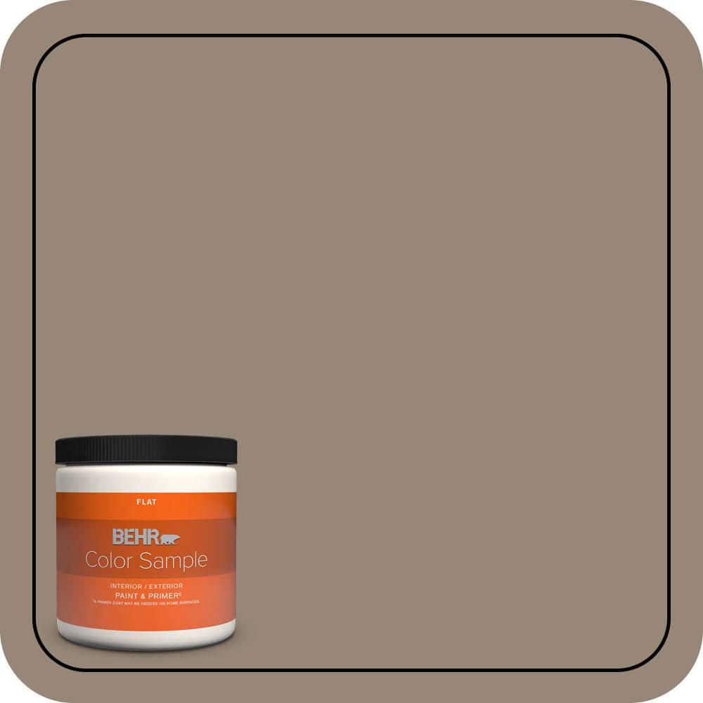 BEHR PREMIUM PLUS 8 oz. #PPU5-06A Light Truffle Flat Interior/Exterior Paint & Primer Color Sample