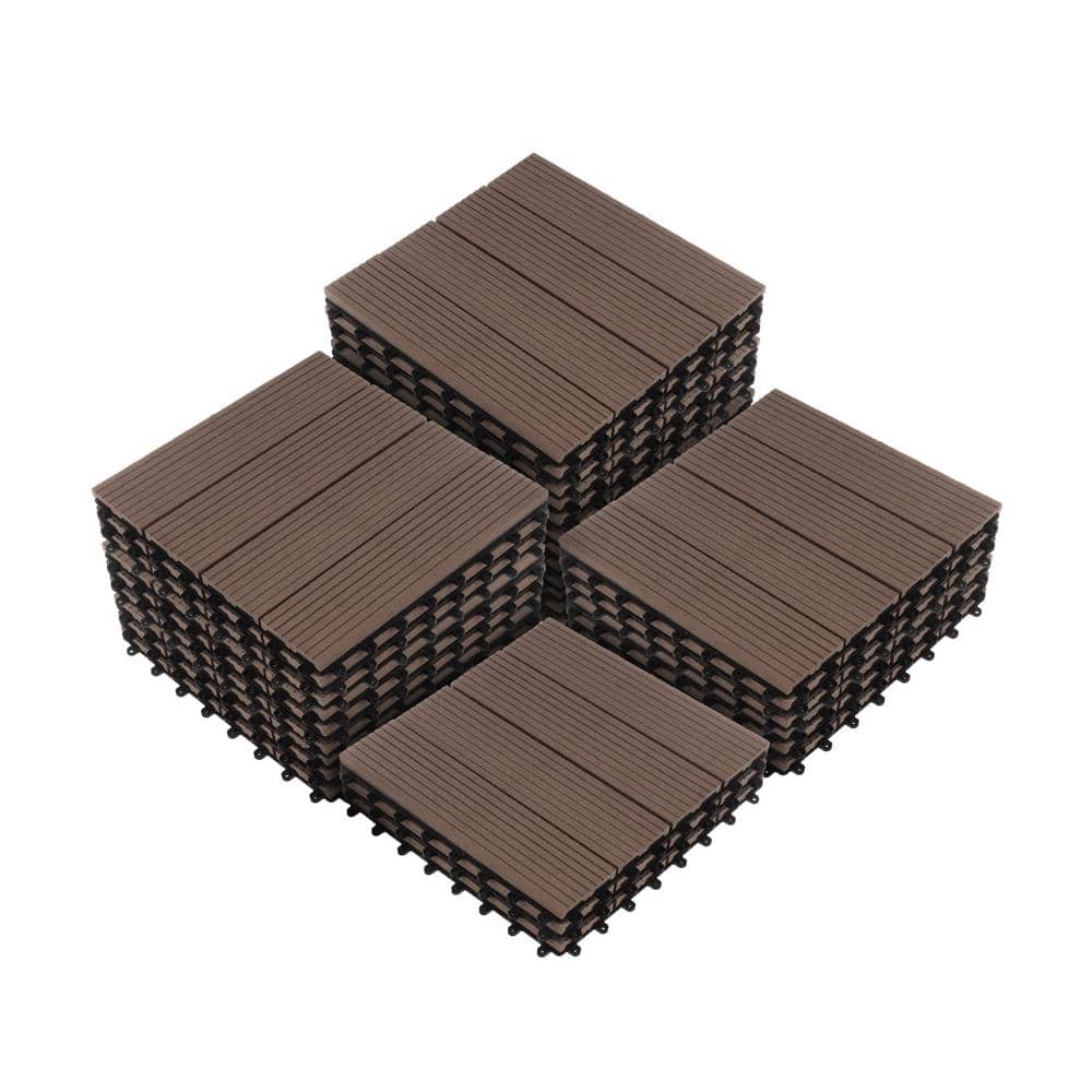 Pure Garden 0.97 ft. x 0.97 ft. Slate Composite Deck Tile in Mocha (30-Per Pack) (1)