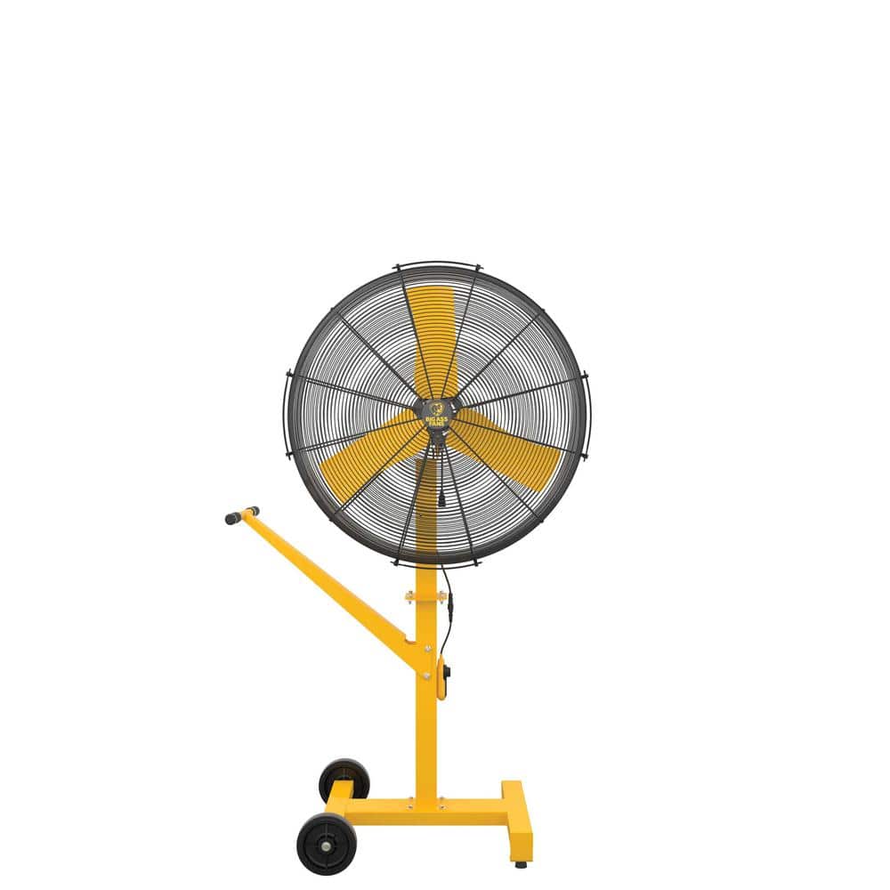 Big Ass Fans AirEye 36in. Directional Low Rider/Pedstal Fan with Handle, 18 ft. Plug-In Cord, Black/Yellow, Variable Speed Controller (2)