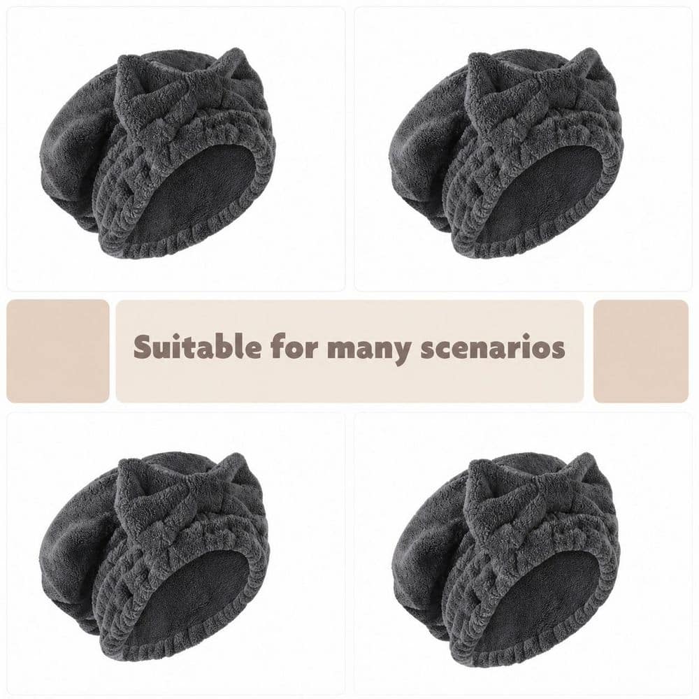 LAIFUCAM Gray Microfiber Hair Drying Cap Bath Accessory Type Soft Absorbent Quick Dry Hair Turban for Curly Wet Hair 2 Pack (2)