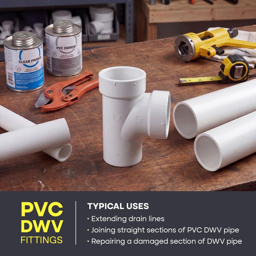 PLUMBFLEX 2" x 2" x 1-1/2" White Rigid PVC DWV Sanitary Tee Reducing Street, 0.35 Ft Long, S x H x H PVC Drain Schedule 40 (50 Pk) (2)