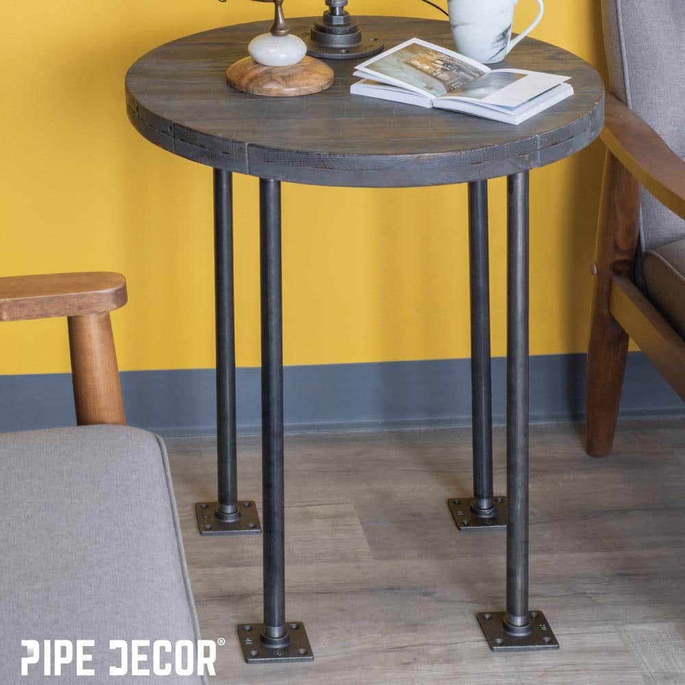PIPE DECOR 1 in. Black Iron Square Floor Flange (4-Pack) (2)