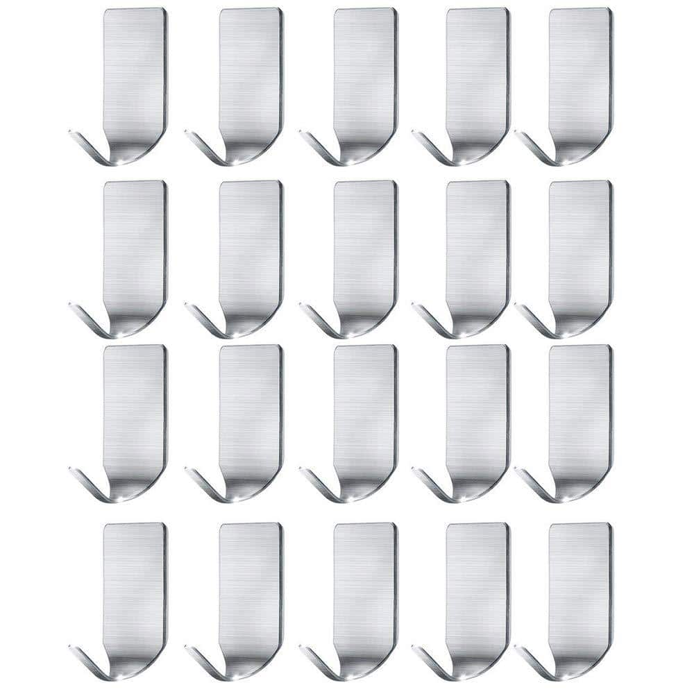 Unbranded Adhesive Wall Hooks Set 20 Pack Stainless Steel Ultra-Strong Hat, Cap, Key, and Utensil Organizer on Wall (1)