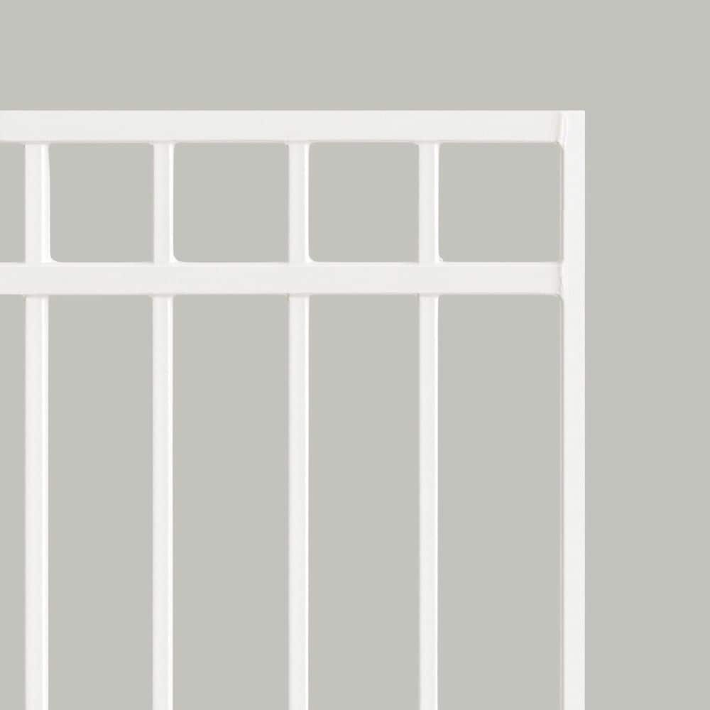NUVO IRON Glossy Flat-Top Coral Steel Gate (33 in. W 68 in. H) with Self-Close Hardware, Double-Sided Handle, 2x2 Hinges (4)