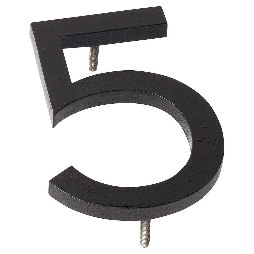 Montague Metal Products 10 in. Black Aluminum Floating or Flat Modern House Number 5 (1)