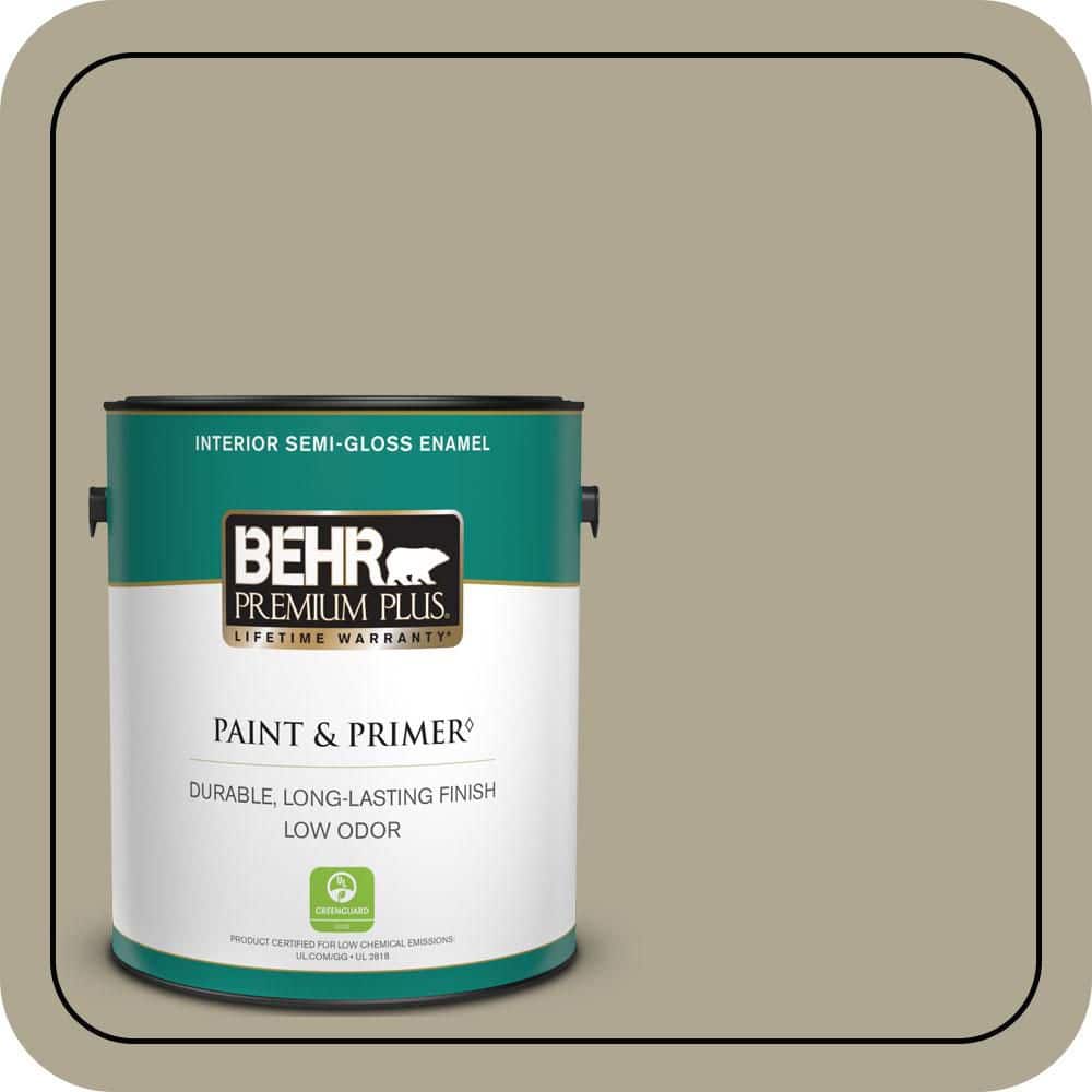 BEHR PREMIUM PLUS 1 gal. #PPU8-19 Stone Walls Semi-Gloss Enamel Low Odor Interior Paint & Primer