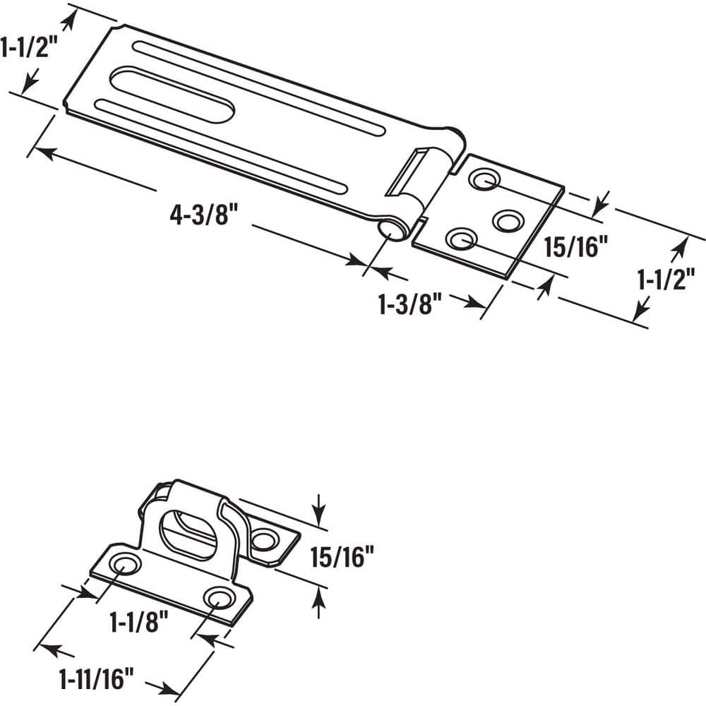 Prime-Line Door and Gate Safety Hasp Hinge Latch with Fixed Staple 4-3/8 inch with Screws Matte Black (Single Pack) (3)
