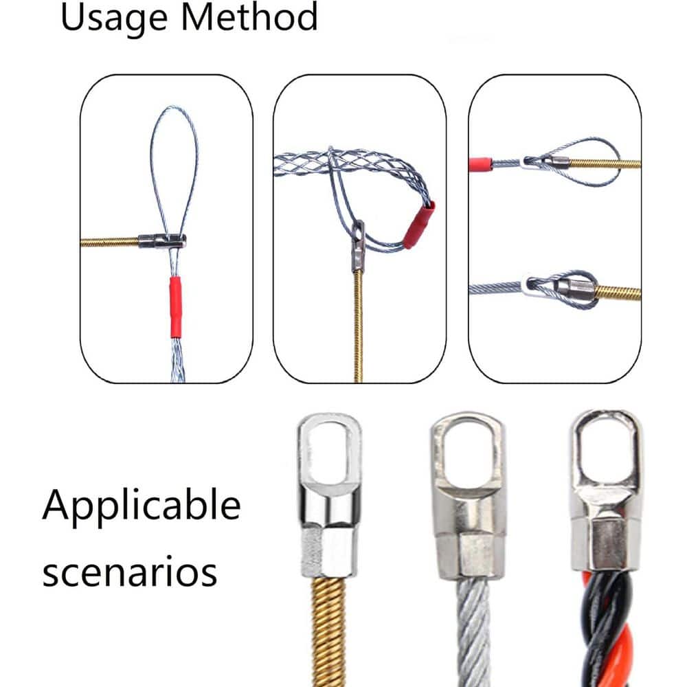 Yichuhaoxi Series 1.1 ft. Mesh Cable Pulling Sock Set with Fish Tape Wire Grip and Anti-Slip Design for 4-12mm Cables (3-Pieces) (3)