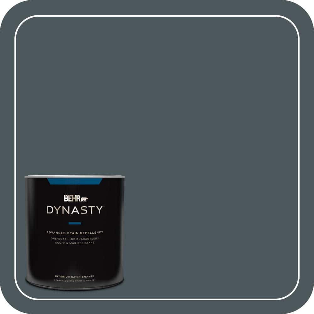 BEHR DYNASTY 1 qt. #N470-7 Submarine Gray One-Coat Hide Satin Enamel Interior Stain-Blocking Paint and Primer