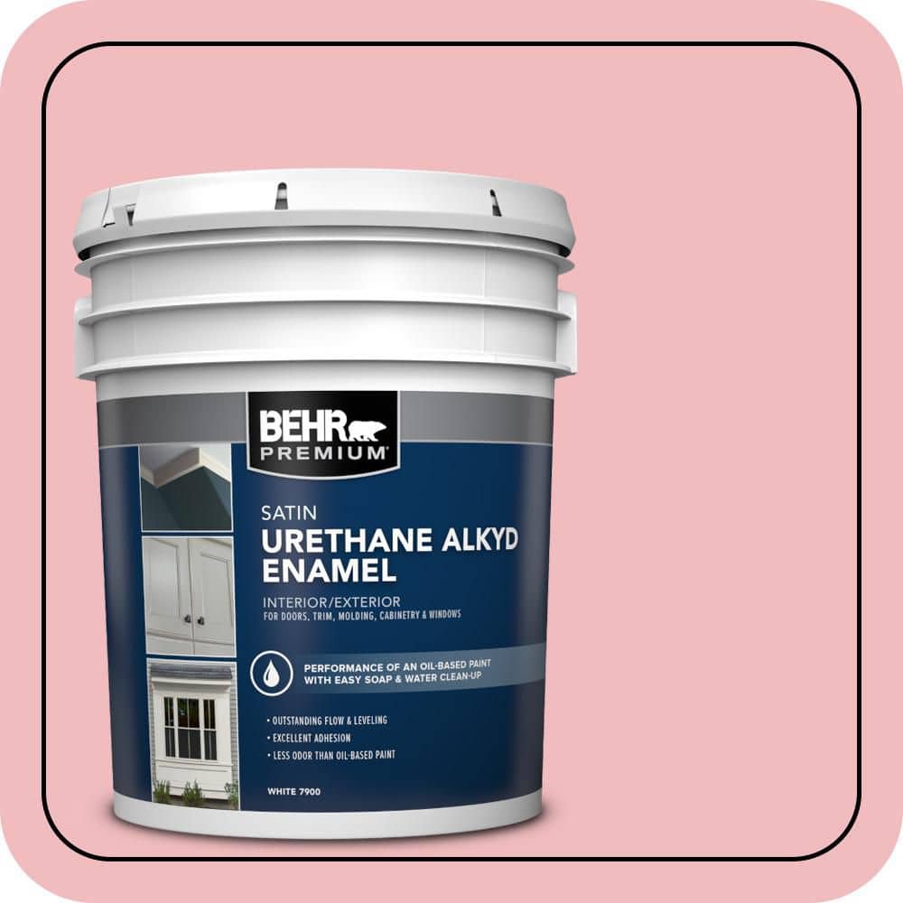 BEHR PREMIUM 5 gal. #P160-2 Blush Rush Urethane Alkyd Satin Enamel Interior/Exterior Paint