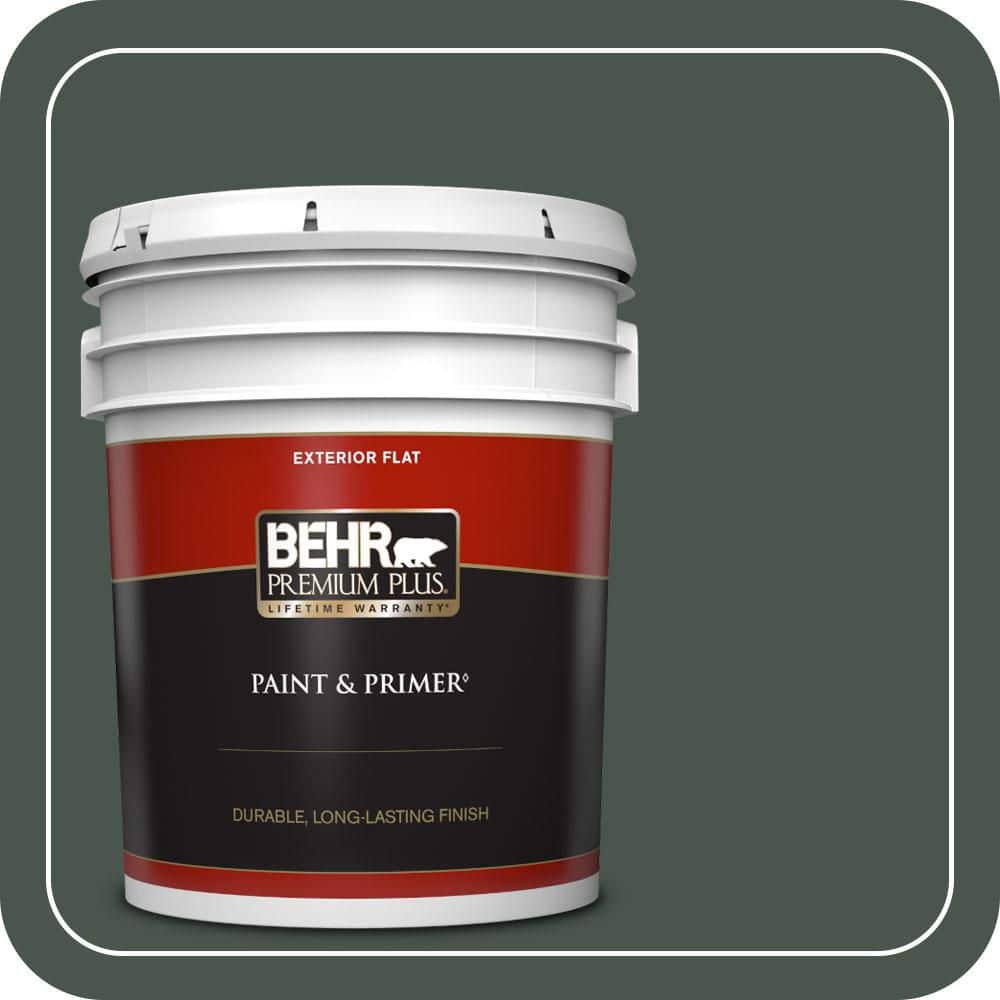 BEHR PREMIUM PLUS 5 gal. #460F-7 Hazel Woods Flat Exterior Paint & Primer