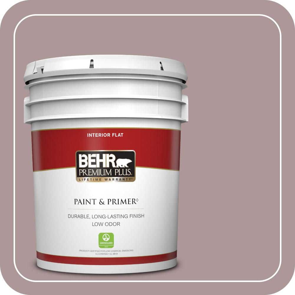 BEHR PREMIUM PLUS 5 gal. #PMD-53 Antique Mauve Flat Low Odor Interior Paint & Primer