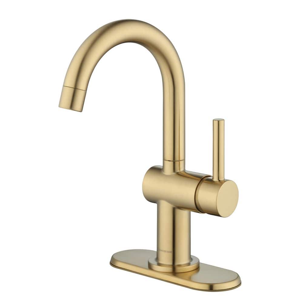 Glacier Bay Dorind Single-Handle Single Hole High-Arc Bathroom Faucet In Brushed Gold (3)