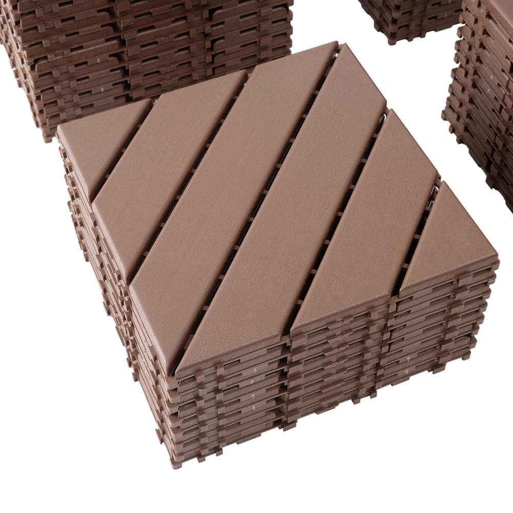 Siavonce 1 ft. x 1 ft. Plastic Interlocking Deck Tiles, Patio Deck Tiles, Square Waterproof Outdoor (44-Pack) (2)