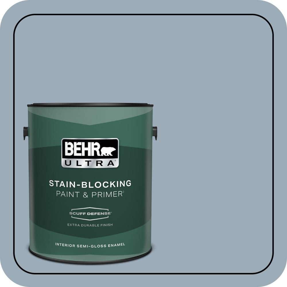 BEHR ULTRA 1 gal. #570F-4 Blue Willow Extra Durable Semi-Gloss Enamel Interior Paint & Primer