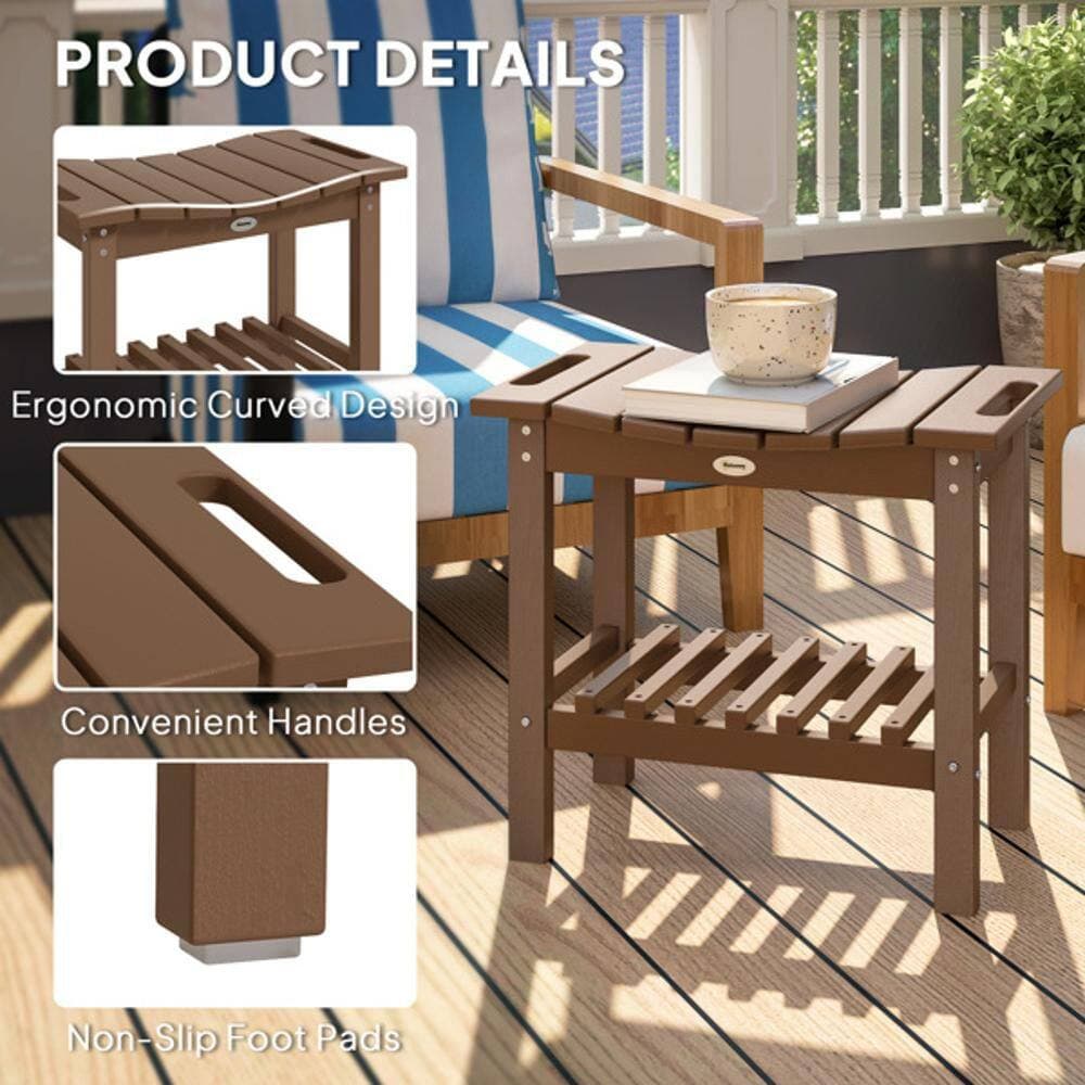 Wudkey 20.5 in. W HDPE Shower Chair in Brown, Two-Tier Storage Space, 265 lb. Weight Capacity, Non-Slip Foot Pads (3)