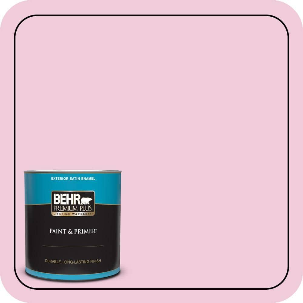 BEHR PREMIUM PLUS 1 qt. #P130-1 Piggy Bank Satin Enamel Exterior Paint & Primer