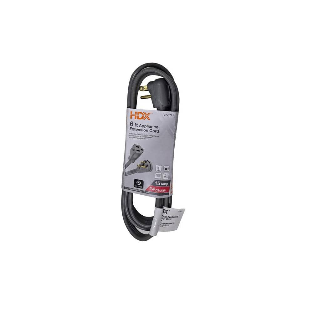 HDX 14/3 15 Amp Air Conditioner/Appliance Extension Cord, Grey