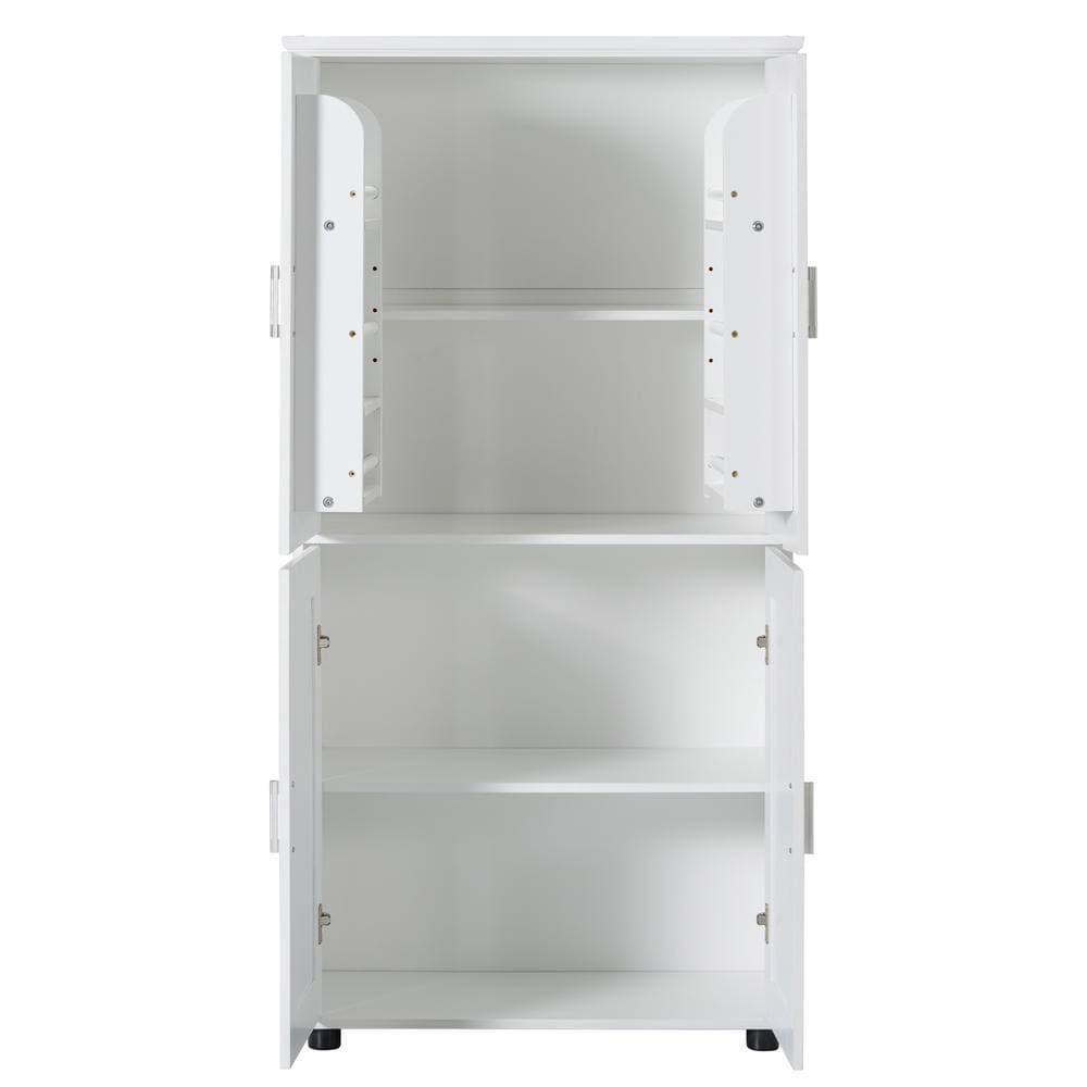Tileon 31.29 in. W x 15.64 in. D x 62.28 in. H White MDF Freestanding Linen Cabinet with Adjustable Shelves (3)