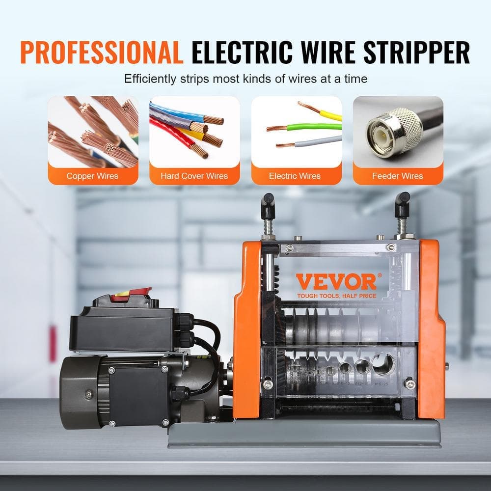 VEVOR Automatic Wire Stripper Machine 0.06 in. to 0.98 in. Electric Cable Peeler 60 Watt with Depth Reference & 1 Flat Channel (2)