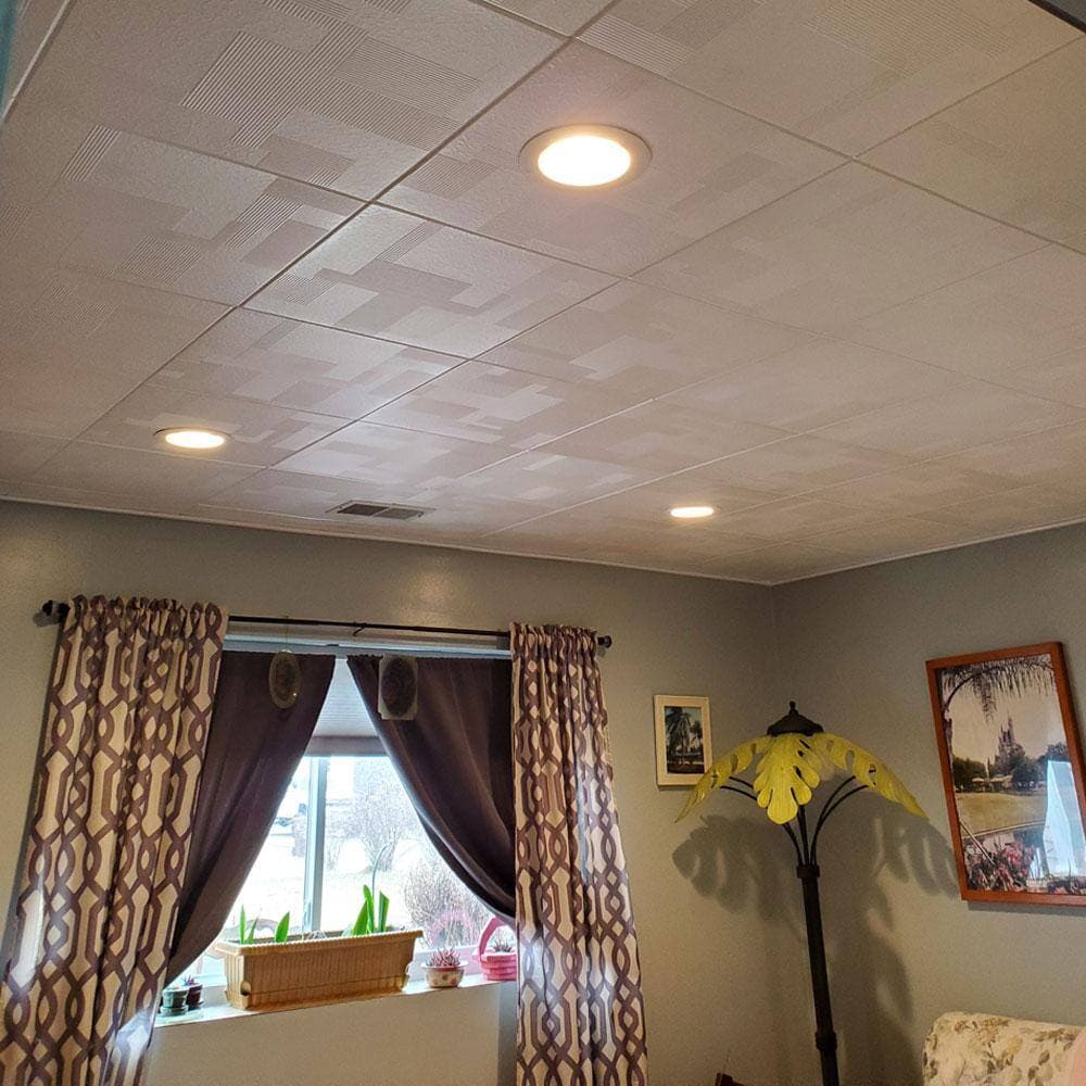 A La Maison Ceilings Vectors Plain White 1.6 ft. x 1.6 ft. Glue Up Foam Ceiling Tile (384 sq. ft. / Case) (3)