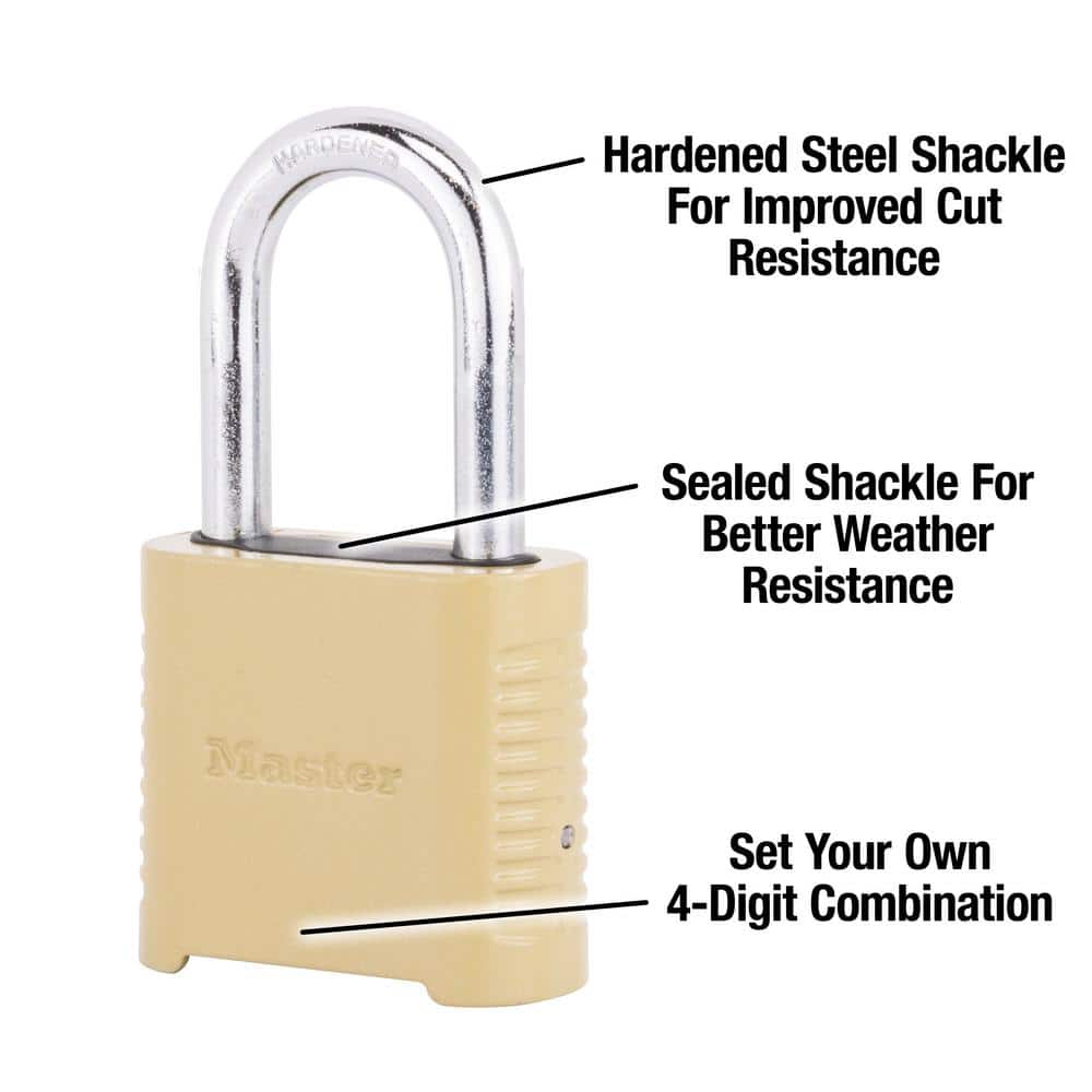 Master Lock Outdoor Combination Lock, 1-1/2 in. Shackle, Resettable, 2 Pack (4)