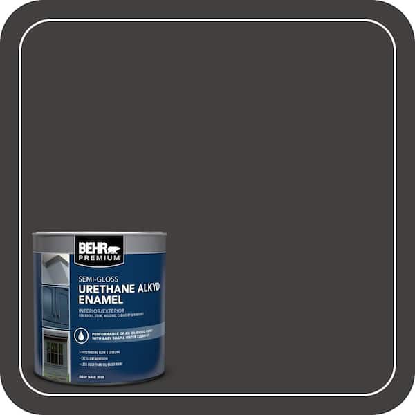 BEHR PREMIUM 1 qt. #N510-7 Blackout Semi-Gloss Enamel Urethane Alkyd Interior/Exterior Paint (2)