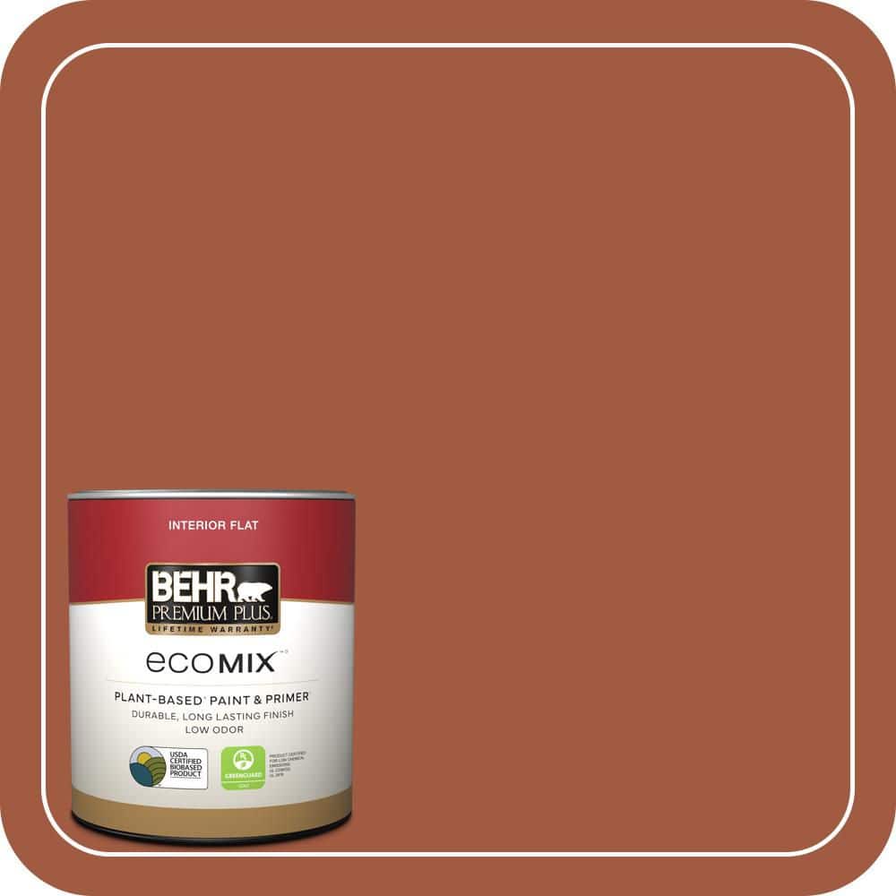 BEHR PREMIUM PLUS 1 qt. Home Decorators #HDC-AC-01 Nouveau Copper Flat EcoMix Plant-Based Interior Paint & Primer (1)