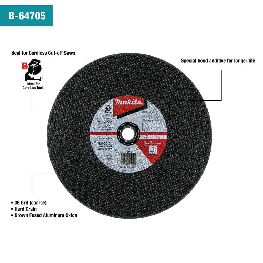 Makita 14 in. x 1 in. x 3/32 in. Cut-Off Wheel (5-pack) (2)