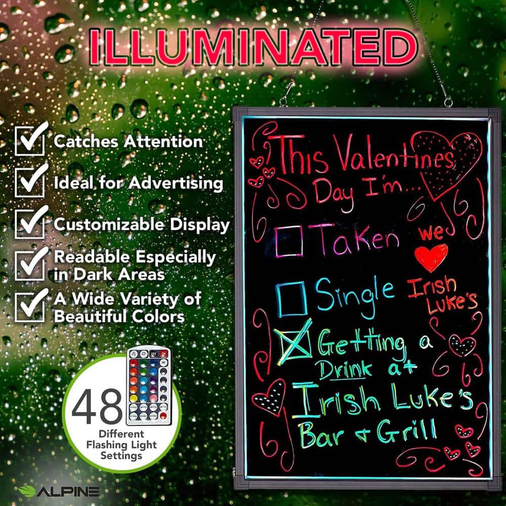 Alpine Industries 24 in. x 32 in. LED Illuminated Hanging Message Writing Board (2)