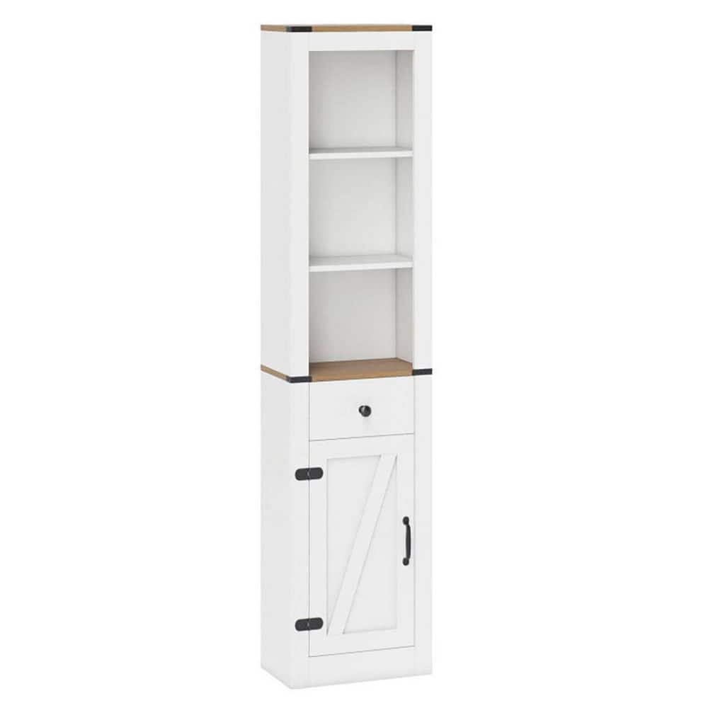 Boyel Living 16 in. W x 9.5 in. D x 68 in. H White Bathroom Linen Cabinet with Drawer (1)