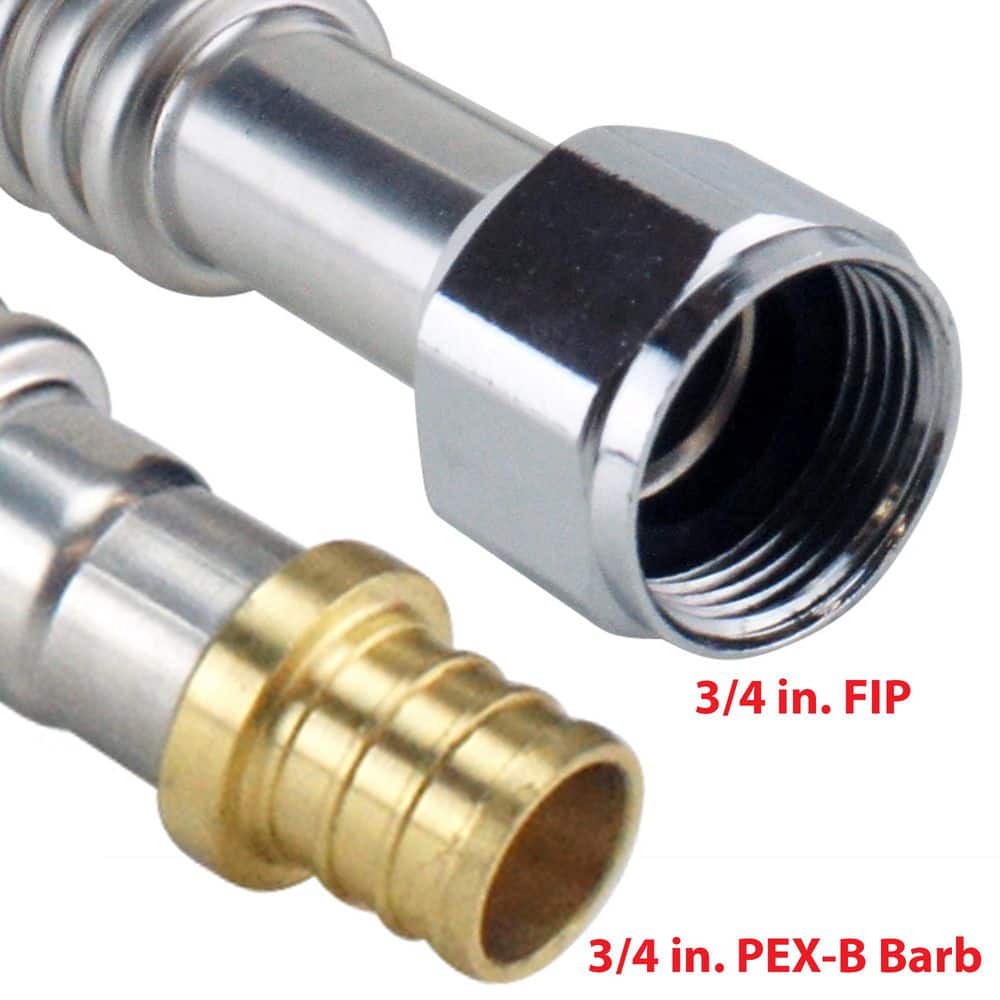 Everbilt 3/4 in. Brass PEX-B Crimp Barb x 3/4 in. FIP x 18 in. Corrugated Stainless Steel Water Heater Connector (3)