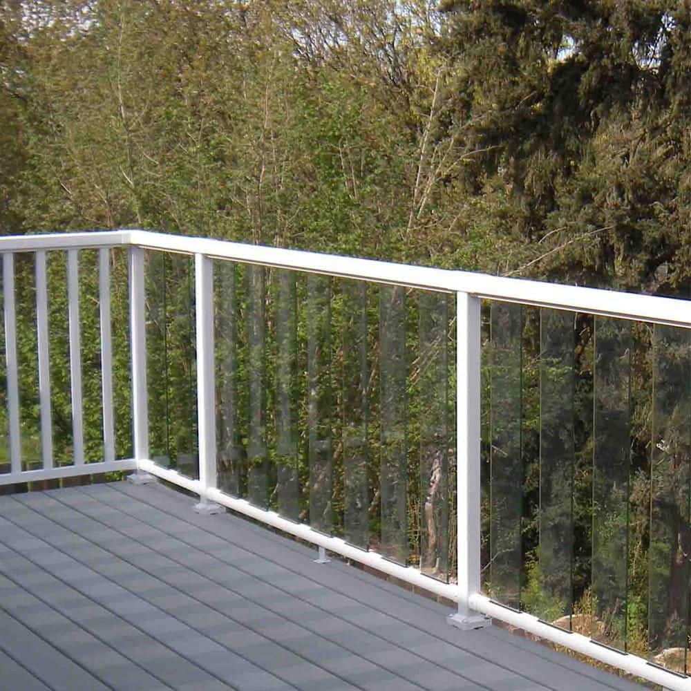PEAK Aluminum Railing 42 in. H x 6 in. W Aluminum Deck Railing Clear Glass Panel Kit (1)