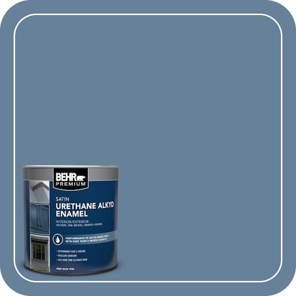 BEHR PREMIUM 1 qt. #ICC-74 Provence Satin Enamel Urethane Alkyd Interior/Exterior Paint (2)