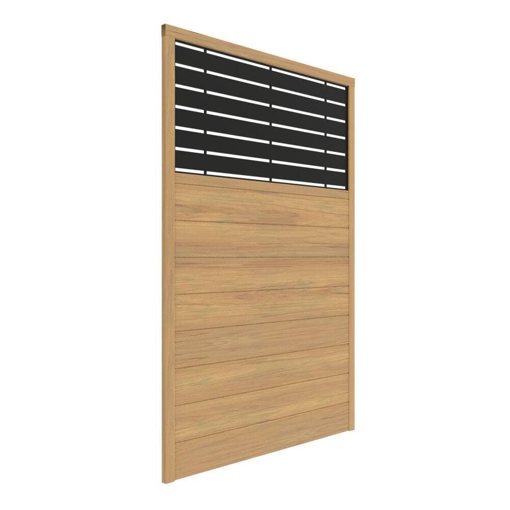 Barrette Outdoor Living 6 ft. x 4 ft. Cypress Vinyl Fence with Boardwalk Black Decorative Screen (3)