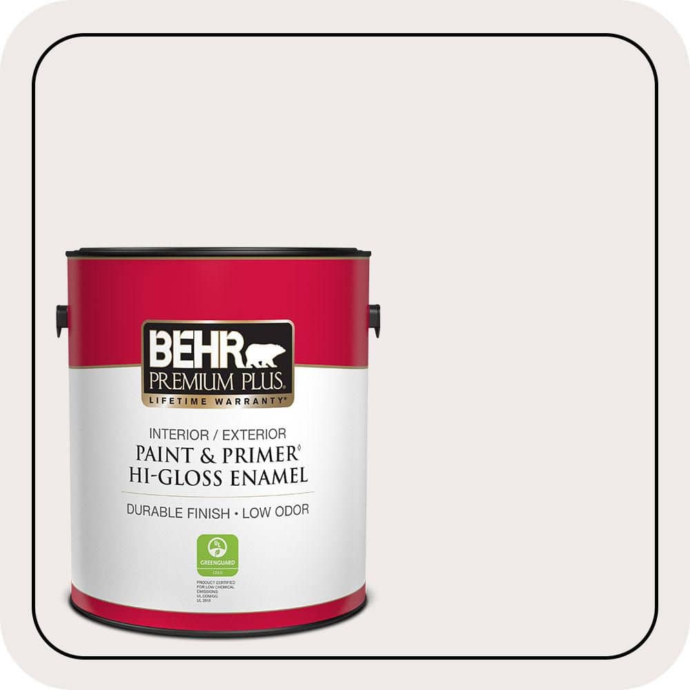 BEHR PREMIUM PLUS 1 gal. #W-D-620 Pale Bud Hi-Gloss Enamel Interior/Exterior Paint & Primer